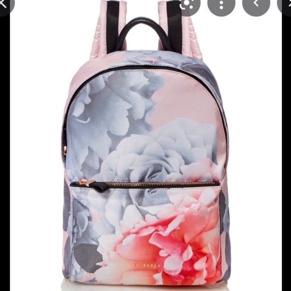 Ted Baker pink floral Monorose Print Backpack knapsack bag nwt - Picture 1 of 11